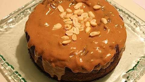 Low Fat Chocolate Cake with Peanut Flour Frosting
