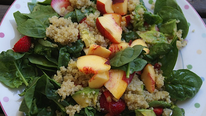 Spinach Salad with Summer Fruit & Quinoa + Anna’s Eats